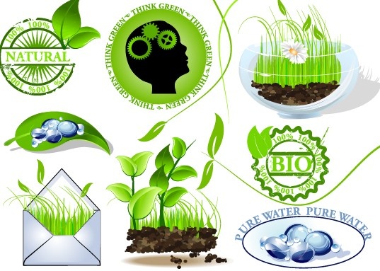 set of creative ecology labels vector graphics 