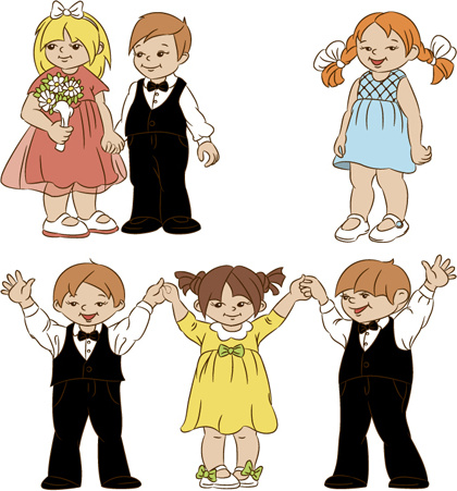 set of cute cartoon children vector