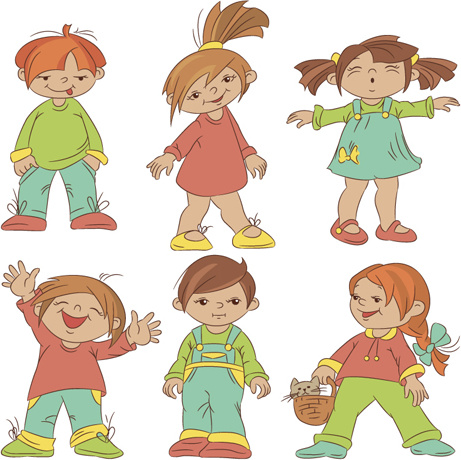 set of cute cartoon children vector