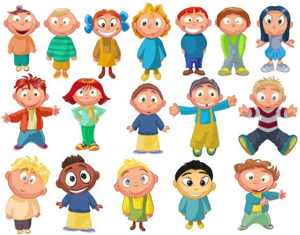 set of cute cartoon little child vector