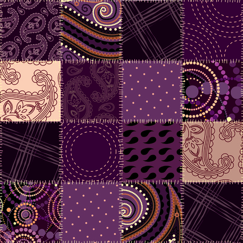 set of different fabric patterns vector