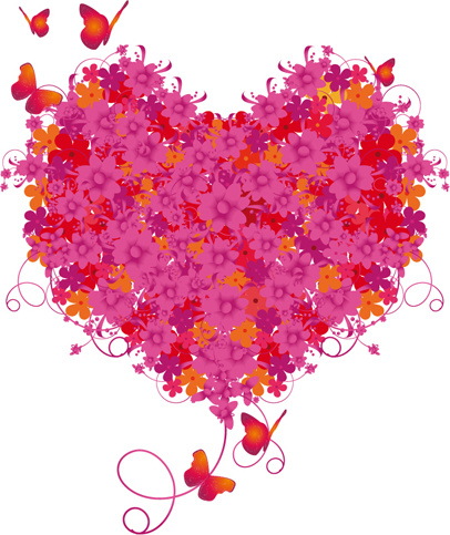 set of different heart mix vector