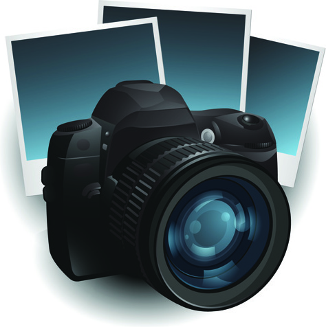 set of different photo camera elements vector