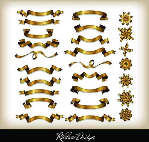 set of different ribbon design vector 