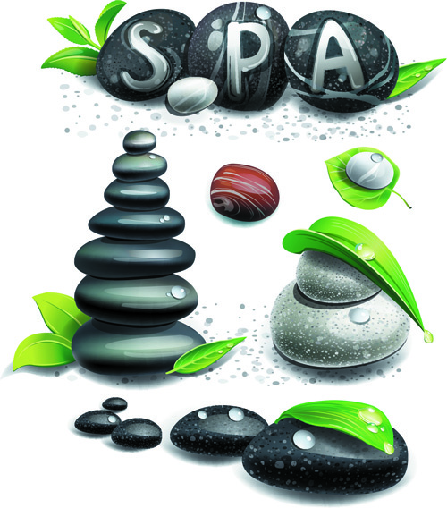 set of different spa design elements vector art