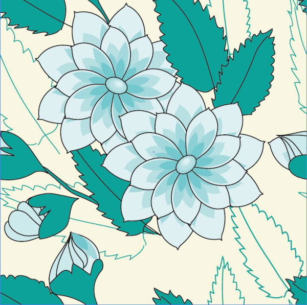 set of drawing seamless flower pattern vector 