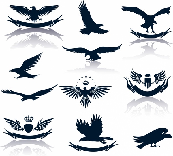 Download Set of eagles silhouettes Free vector in Adobe Illustrator ...