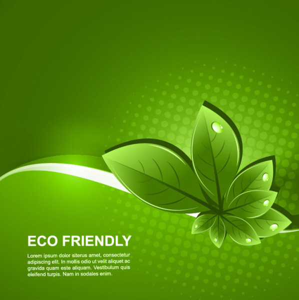 set of eco friendly with green leaves background vector