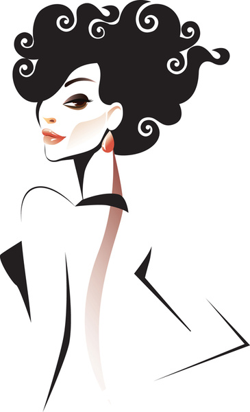 set of fashion girl vector graphic