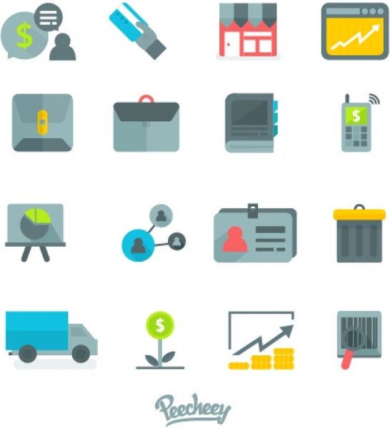 set of flat business icons
