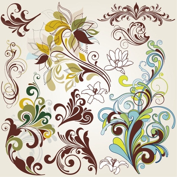 set of floral elements for design 