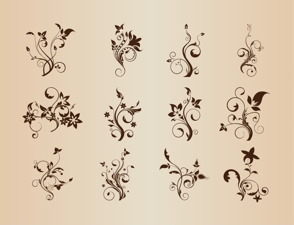 Set of Floral Elements for Design Vector Graphic