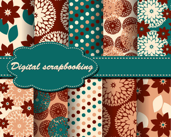 set of floral fabric background vector