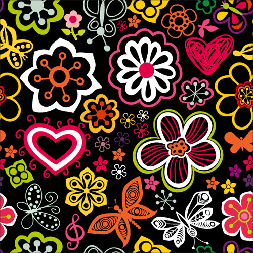 set of flower pattern vector art