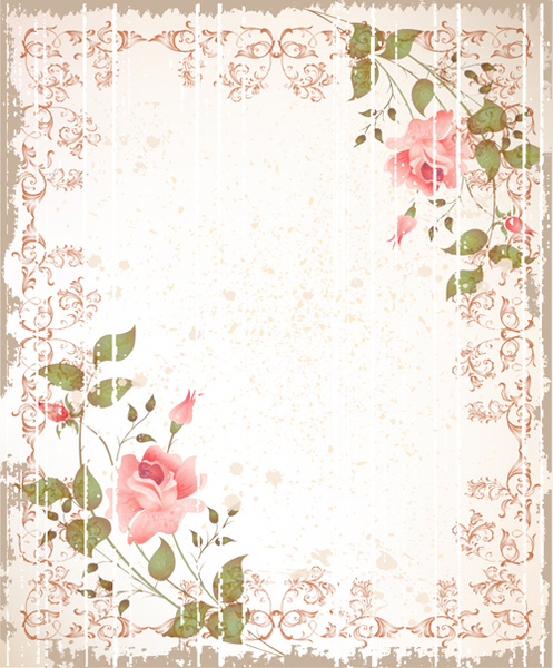 set of flowers and backgrounds design elements vector 