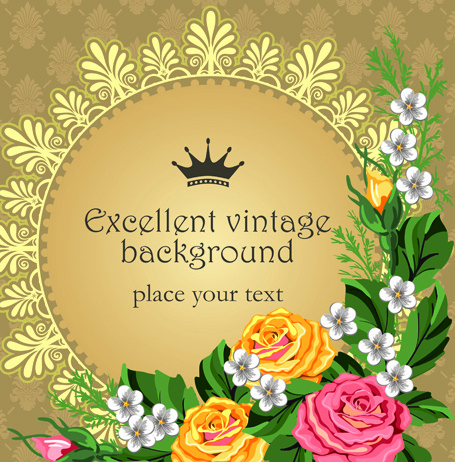 set of frame with flowers luxurious vector background