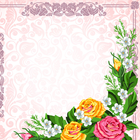 set of frame with flowers luxurious vector background 