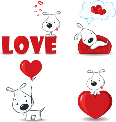 set of funny valentine card vector graphics