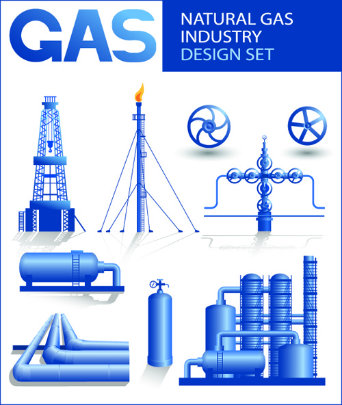set of gas and oil design elements vector
