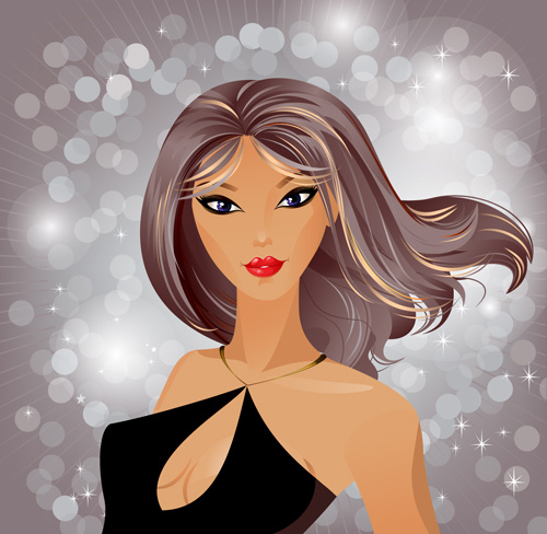 set of glamour woman vector