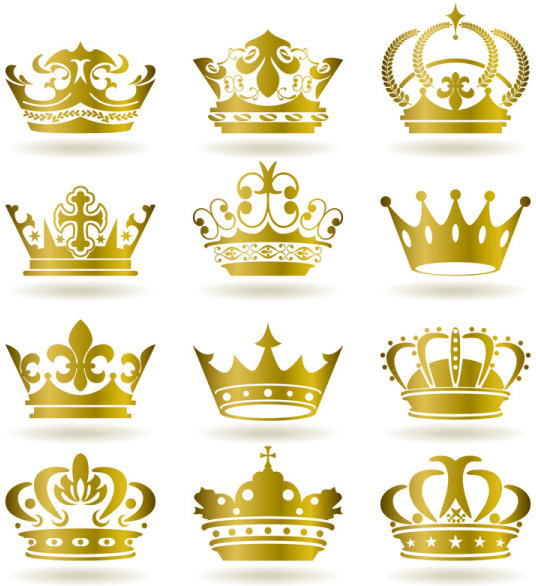 Download Set of gold color crown vector Free vector in Encapsulated ...