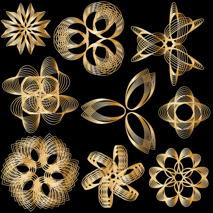 set of golden border and ornament design vector 
