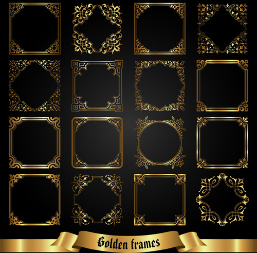 set of golden labels vector graphics 