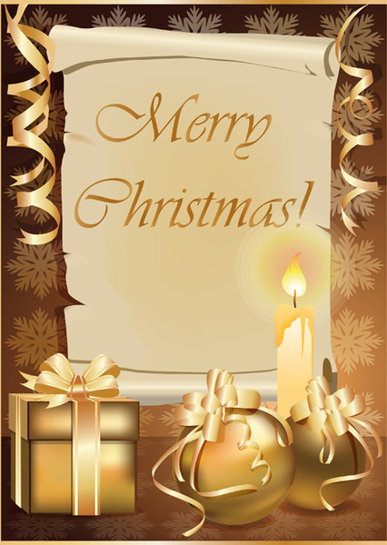 set of golden xmas card design vector graphics 