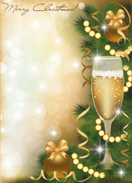 set of golden xmas card design vector graphics 