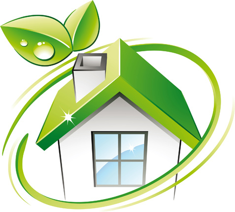 set of green eco house vector 