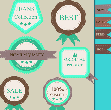 set of guaranty quality and premium labels vector