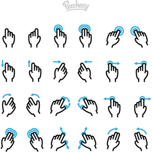 set of hand gestures for touchscreen mobile devices