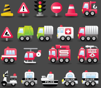 set of icons transportation vector