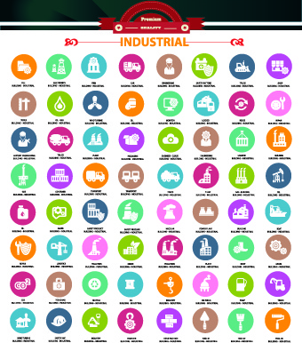 set of industrial icons vector