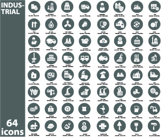 set of industrial icons vector