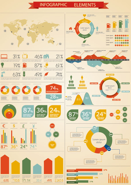 set of infographics design elements vector 