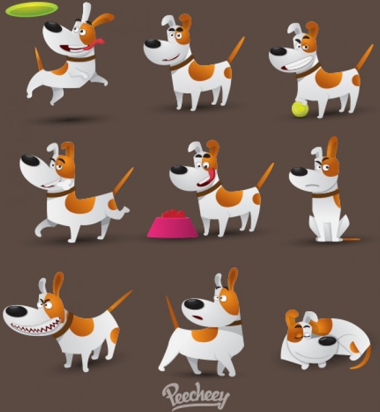 set of jack russell terrier in different positions