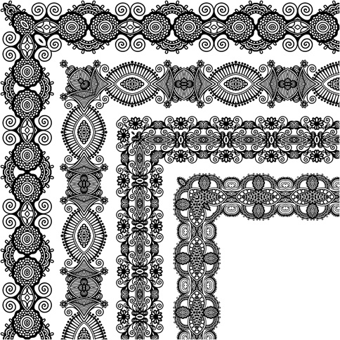 Set of lace ribbons borders vector Free vector in ...