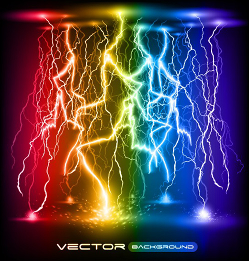 set of lightning flash elements background vector
