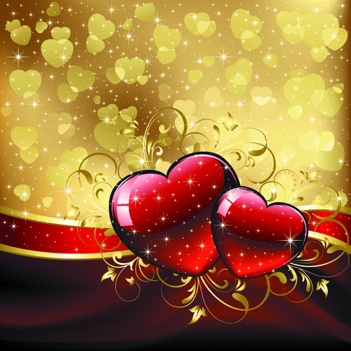 set of luxurious valentine cards vector