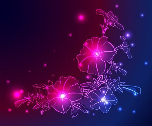 Set of neon with flowers vector graphic Free vector in Encapsulated ...