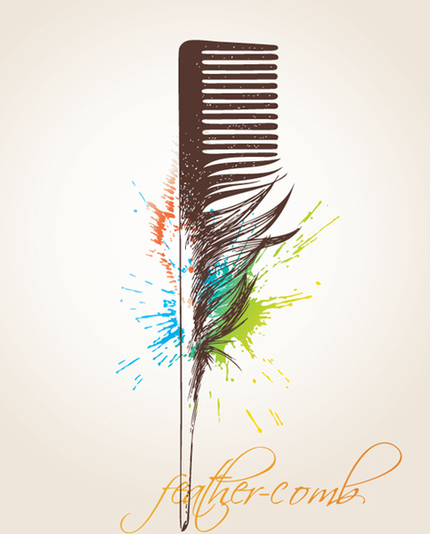 set of objects feathers design vector