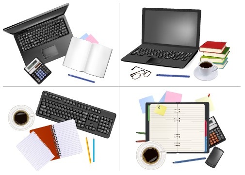 set of objects office vector graphics 