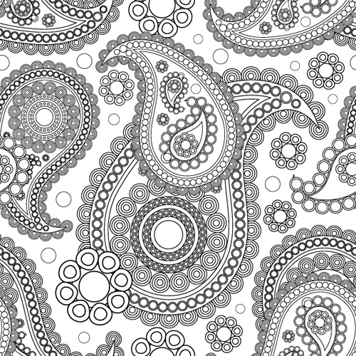 set of ornate paisley seamless pattern vector