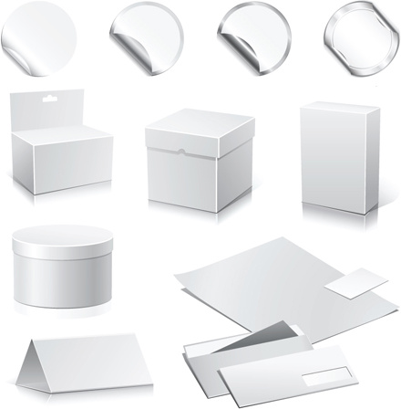 set of paper packaging box design vector 