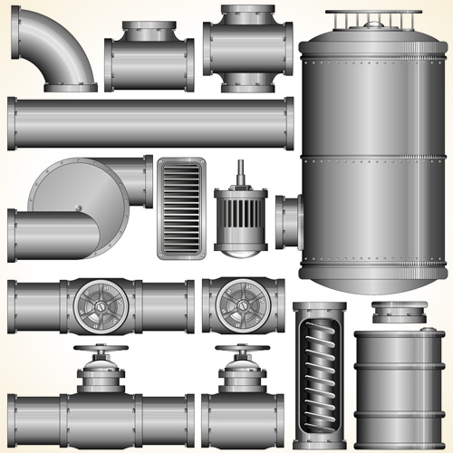 set of pipeline parts vector