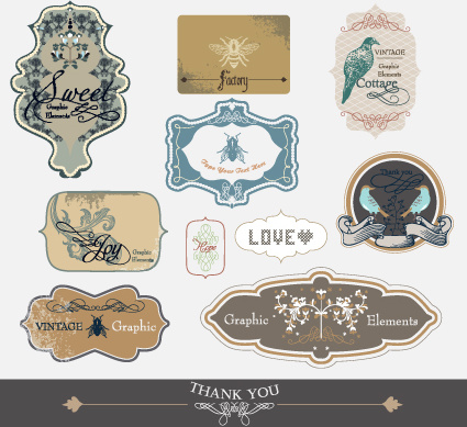 set of retro and vintage label vector graphics 