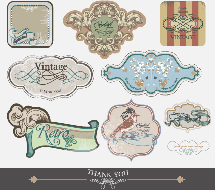 set of retro and vintage label vector graphics 