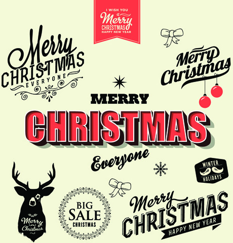 set of retro christmas and new year backgrounds vector