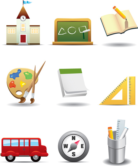 set of school design elements vector 